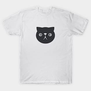 Persian cat's face. Derpy, cute chonk. Art in dark ink T-Shirt